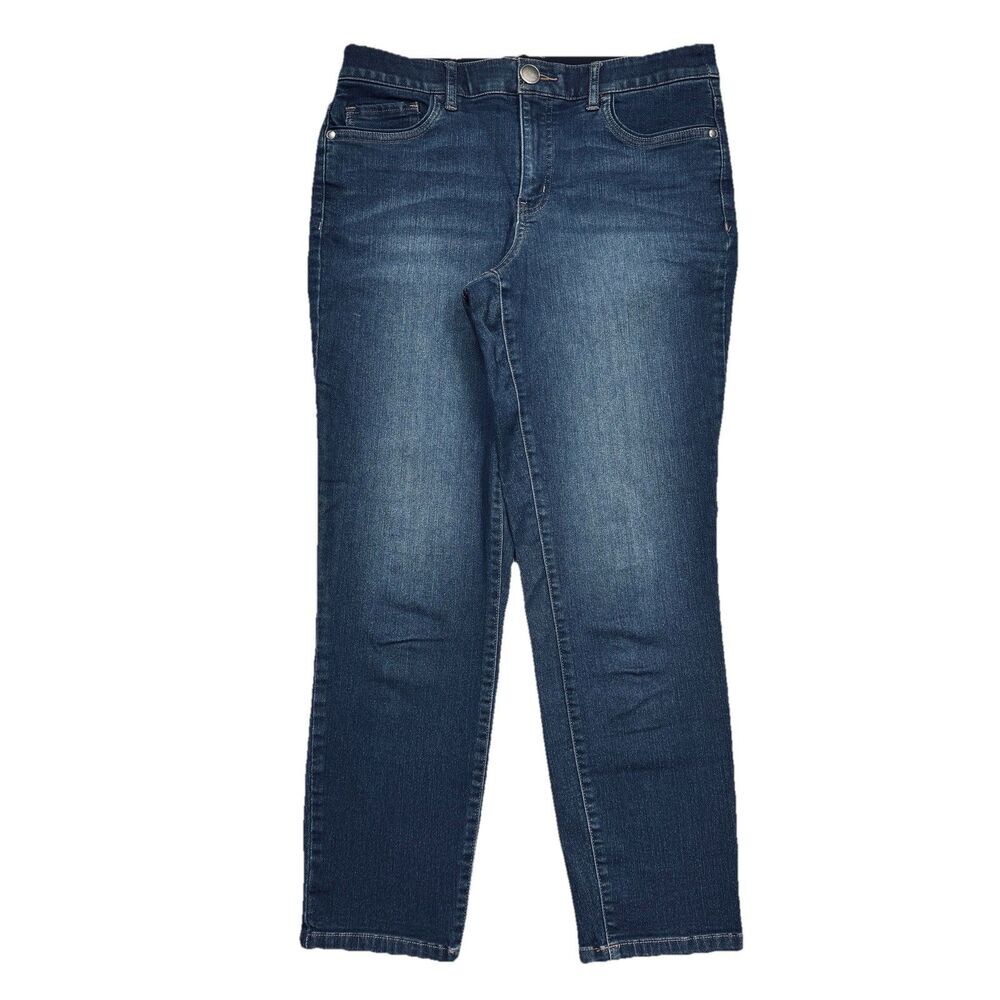 Christopher & Banks Capri Jeans 8 (31x25.5) Dark Wash Blue Denim Stretch Womens